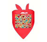 Colorful Heart Pattern Dog Bandana, Classic Plaid Dog Bandanas for Small Medium Large Dogs, Adjustable Washable Cotton Pet Scarf, Reversible Triangle Bibs for Puppy Dogs Cats Birthday Party Daily Wear