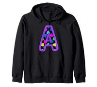 Colorful Heart Pattern Letter A Monogram Design Zip Hoodie