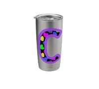 Colorful Heart Pattern Letter C Monogram Design Stainless Steel Insulated Tumbler