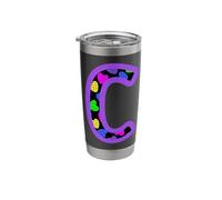 Colorful Heart Pattern Letter C Monogram Design Stainless Steel Insulated Tumbler