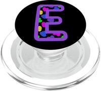Colorful Heart Pattern Letter E Monogram Design PopSockets PopGrip for MagSafe
