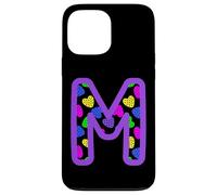 Colorful Heart Pattern Letter M Graphic Fun Pop Art Monogram Case for iPhone 13 Pro Max
