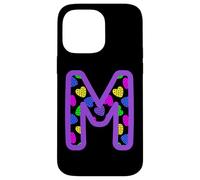 Colorful Heart Pattern Letter M Graphic Fun Pop Art Monogram Case for iPhone 14 Pro Max