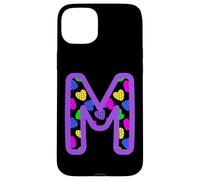 Colorful Heart Pattern Letter M Graphic Fun Pop Art Monogram Case for iPhone 15 Plus