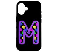 Colorful Heart Pattern Letter M Graphic Fun Pop Art Monogram Case for iPhone 16