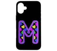 Colorful Heart Pattern Letter M Graphic Fun Pop Art Monogram Case for iPhone 16 Plus