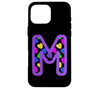 Colorful Heart Pattern Letter M Graphic Fun Pop Art Monogram Case for iPhone 16 Pro Max
