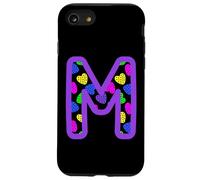 Colorful Heart Pattern Letter M Graphic Fun Pop Art Monogram Case for iPhone SE (2020) / 7 / 8