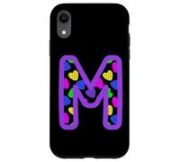 Colorful Heart Pattern Letter M Graphic Fun Pop Art Monogram Case for iPhone XR