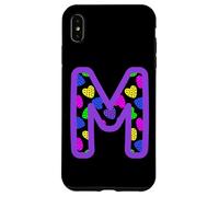 Colorful Heart Pattern Letter M Graphic Fun Pop Art Monogram Case for iPhone XS Max