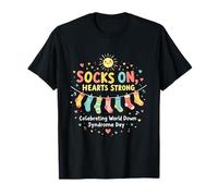 Colorful Heart Pattern Mismatched Socks for Down Syndrome T-Shirt