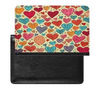 Colorful Heart Pattern Passport Holder Vaccine Card Holder Travel Document Organizer Credit Card Organizer for Women/Men