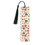 Colorful Heart Pattern Print Wooden Bookmark Wood with Tassel for Reading,Perfect Present for Book Lovers