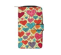 Colorful Heart Pattern Wallet Multifunctional Leather Wallets for Men Compact Long Wallet Credit Card Holder Passport Bag