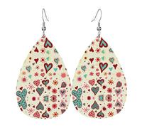 Colorful Heart Pattern Women'S Drop-Shaped Leather Earrings Are Suitable For Parties, Holiday Parties And Gifts.