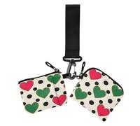 Colorful Heart Polka Dot Women's Card Cases Change Holder Slim Detachable Zipper Purse Wallet with Zipper Pocket for Ladies 2 Pcs tarjetas de crédito para, colorful heart polka dot, Modern