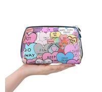 Colorful Heart Print Women Travel Cosmetic Bag Organizer Zipper Makeup Bags Pouch Toiletry,Lightweight Leather Makeup Bag
