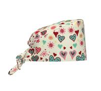 Colorful Heart Print Working Cap for Women Men Adjustable Work Hats Soft Breathable Black One Size