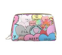 Colorful Heart-Standard Leather Hand-Held Zipper Makeup Bag Storage Bag for Miscellaneous Items Pen Case