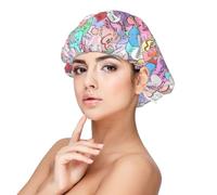 Colorful Heart-Standard Print Adult's Satin Sleeping Cap, Satin Bonnet for Sleeping - Silk Sleep Cap for Women and Men, Black, One size