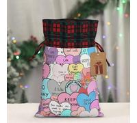 Colorful Heart-Standard Print Gift Reusable Bags Festive Drawstring Pouches Versatile Birthday Wedding Favors