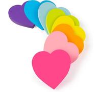 Colorful Heart Sticky Notes, 3x3 Inch, Strong Adhesive Reusable Self Stick Note Pads