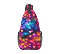 Colorful Hearts 1 Unisex Shoulder Bags Adjustable Strap Chest Bag With Zipper Crossbody Backpack For Business Cycling Daily Use Workout