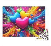 Colorful Hearts 1000pc Heavy-duty Cardboard Puzzle for Adults Brain Teaser Lovers Team Building Holiday Pastime Collectible Item Missing Piece Guarantee 52x38cm/1000pcs