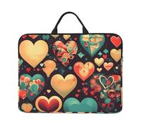 Colorful hearts 14 Inch Laptop Sleeve with Handle - Shockproof Water Resistant Protective Cover for 14" Computers, Office & Travel