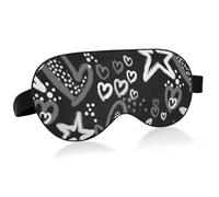 Colorful Hearts and Stars with Dots on Dark Background Style Adjustable Sleep Mask Lightweight Blindfold with Fashion Patterns Elastic Hidden Strap Relaxing Light Block 9.45 x 3.9 inch