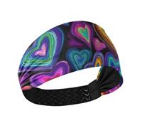 Colorful Hearts Cartoon Moisture Wicking athletic headbands Elastic sweaty bands for Football Yoga tennis hiking vinchas para el cabello de mujer