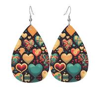 Colorful hearts Elegant Dangling Teardrop Earrings for Women, Lightweight Leather Earrings, Versatile Everyday Design