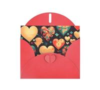 Colorful hearts Greeting Card with Red Envelope Holidays Birthdays Weddings Anniversaries Write Unique Blessings