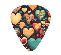 Colorful hearts Guitar picks, 12 pieces per pack, 3 different thicknesses, suitable for guitar, bass, ukulele and other instruments.