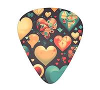 Colorful Hearts Guitar Plectrums Classical Triangle Bass Acoustic And Electric Guitar Plectrums For Guitarists 12 Pieces