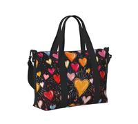 Colorful Hearts Print Travel Duffle Bags for Women, Personal Item Overnight Weekender Sport Carry On Gym Bag for Men Women
