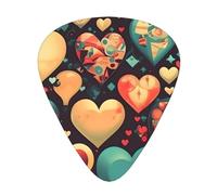 Colorful hearts Prints Guitar Picks - 12-Piece Set with 3 Different Thicknesses, Suitable for Electric and Acoustic Guitars
