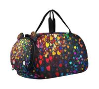 Colorful Hearts Rainbow Kids Duffel Bag with Shoes Compartment Lightweight Carry on Luggage for Travel, Swimming, Dance, Ballet