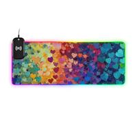 Colorful Hearts Rainbow Wirel Charging Glowing Cute Mouse pad Washable Desktop 35.4 x 15.7 in Mouse mat