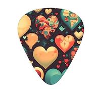 Colorful hearts the 12-piece guitar picks include three picks: thin, medium and heavy. suitable for electric, acoustic and bass guitars of all strengths