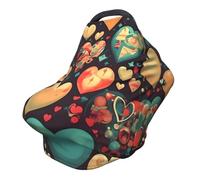 Colorful hearts Versatile full-print Stroller Chair Cover/Nursing Cover, specially designed for your baby
