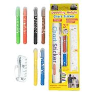 Colorful Height Chart Doodle Growth Ruler Kids Measuring Tool with Cleanable Texture Heavy Duty PVC Material Room Decor with Design, Nece