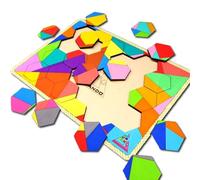 Colorful Hexagon Wooden Puzzle • Brain Teaser Game • Logic and Spatial Thinking Toy • Modern Home Decor • Educational Gift for Kids & Adults