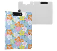 Colorful Hibiscus Flowers Clipboard a4 Clip Board Foldover Document Folder Files for Paperwork with Clips Lightweight Plastic