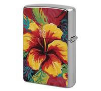 Colorful Hibiscus Metal Lighter Case Cover, Personalized Graffiti Lighter Sleeve, Waterproof Double-Sided Protector for Women Men Gifts