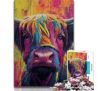 Colorful Highland Cow 1000 Pieces Jigsaw Puzzle For Adults Teens,Stress Reliever Difficult Challenge Deal As Gifts for The Whole Family 50x75cm