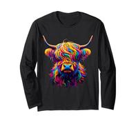 Colorful Highland Cow Long Sleeve T-Shirt