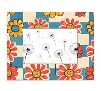 Colorful Hippie Flower 4x6 Picture Frame, 4 by6 Horizontal Photo Frame,Photos Frame 4x6 for Wall Hanging and Tabletop Display, Photo Picture Frame for Vertical or Horizontal Display