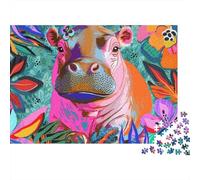 Colorful Hippopotamus 1000 Piece Jigsaw Puzzle for Adults 38x26cm/1000pcs