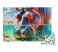 Colorful Hippopotamus 1000 Piece Jigsaw Puzzle Underwater Scene 70x50cm/1000pcs